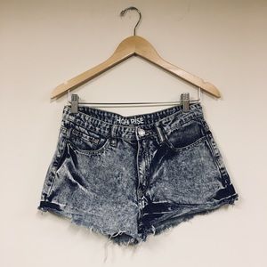 Acid Wash High Waisted Shorts
